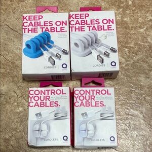 Blue and White Cable Management Clips